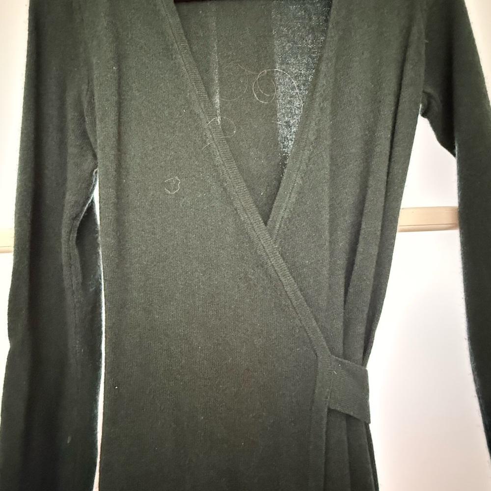Diane Von Furstenberg Hunter Green Long-Sleeve Wrap Maxi Dress - Picture 3 of 6